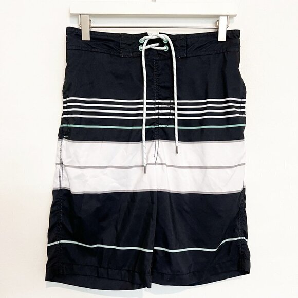 Goodfellow Mens Striped Swim Trunks Bathing Suit Liner Black White Target Small - Picture 1 of 6